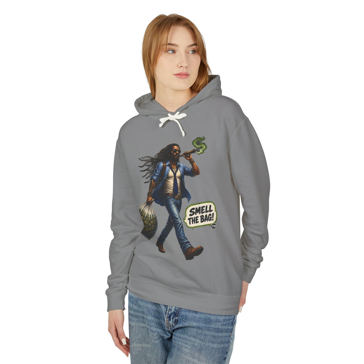 Smell The Bag Hoodie — Retro Dreadlocked Character Graphic Sweatshirt