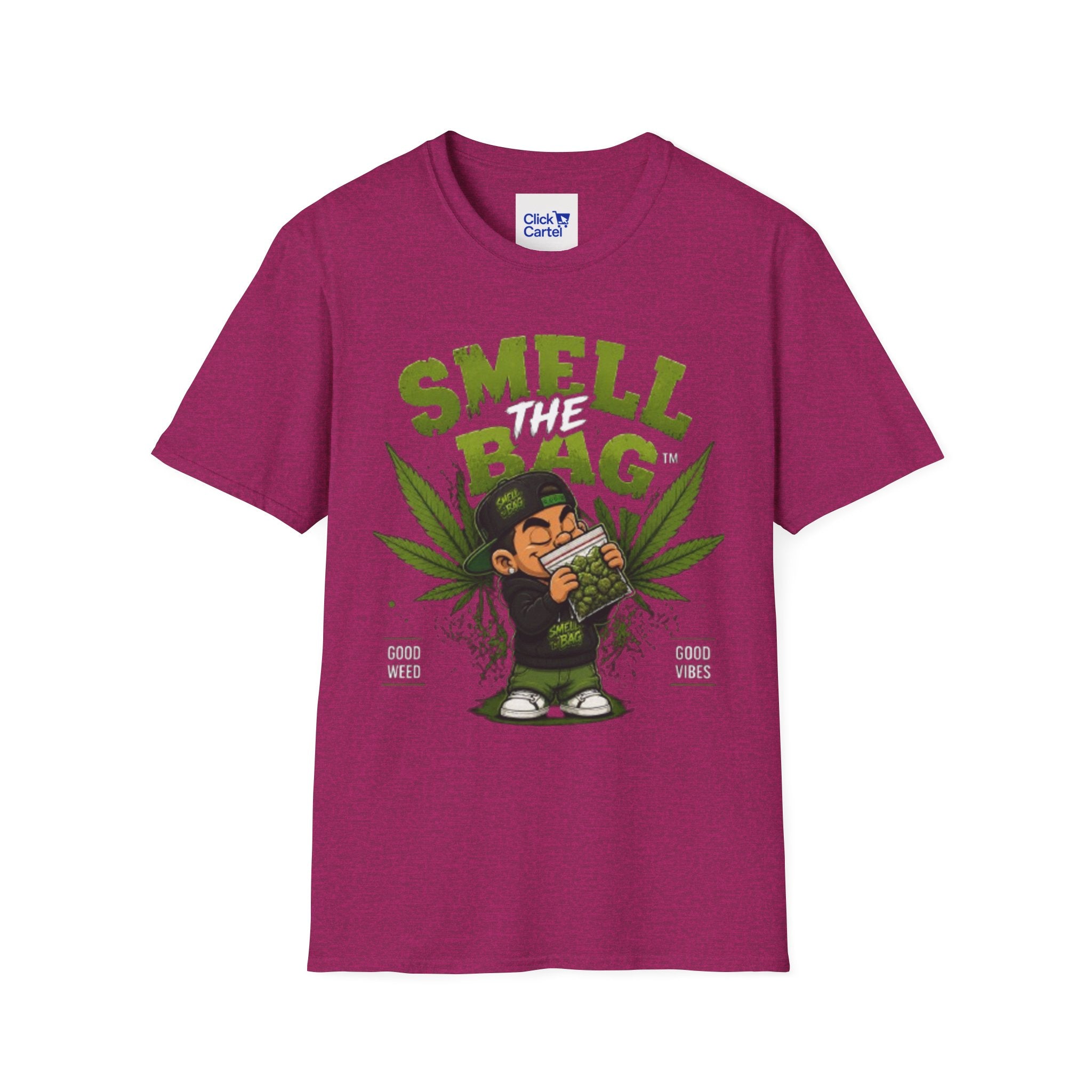 Smell The Bag T-Shirt — Funny Cannabis Graphic Tee (Good Weed, Good Vibes)