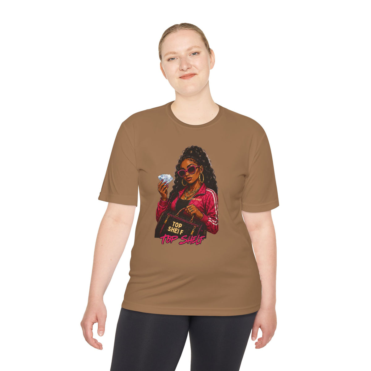 Top Shelf Woman Graphic Tee - Bold Retro Money Design