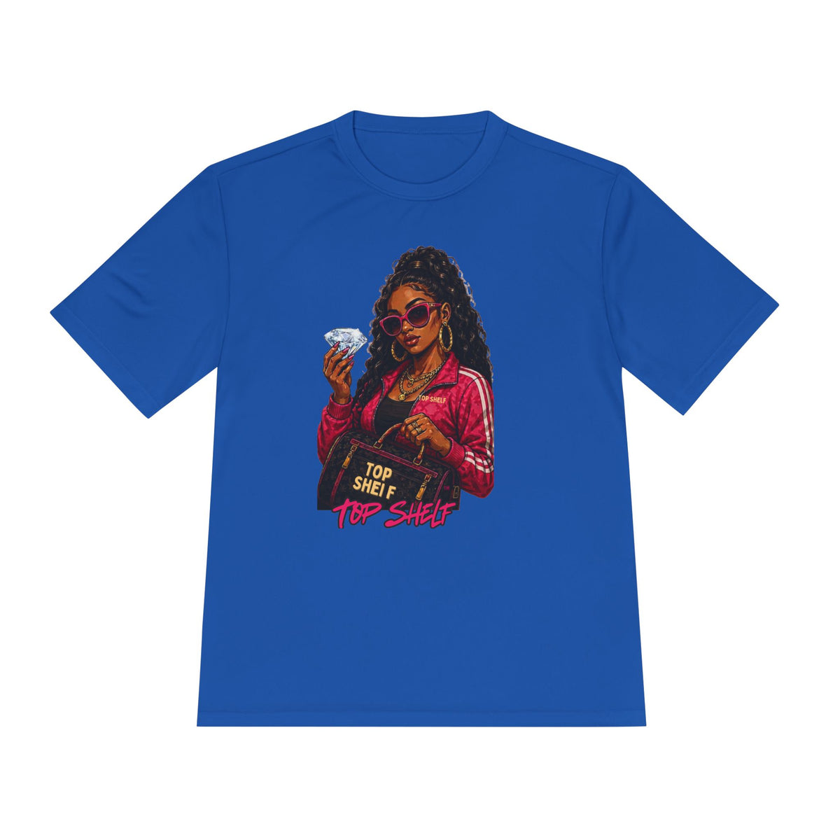 Top Shelf Woman Graphic Tee - Bold Retro Money Design