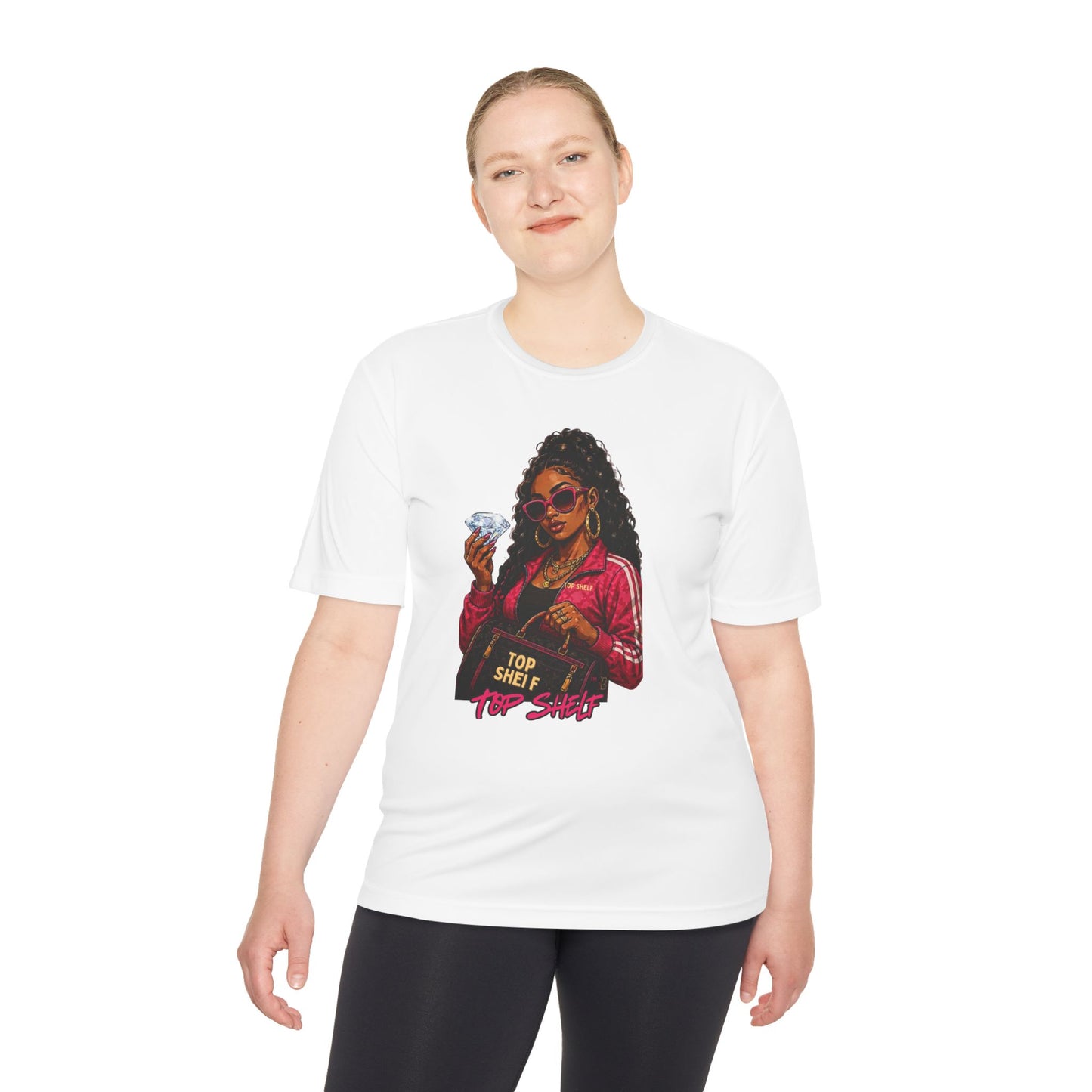 Top Shelf Woman Graphic Tee - Bold Retro Money Design