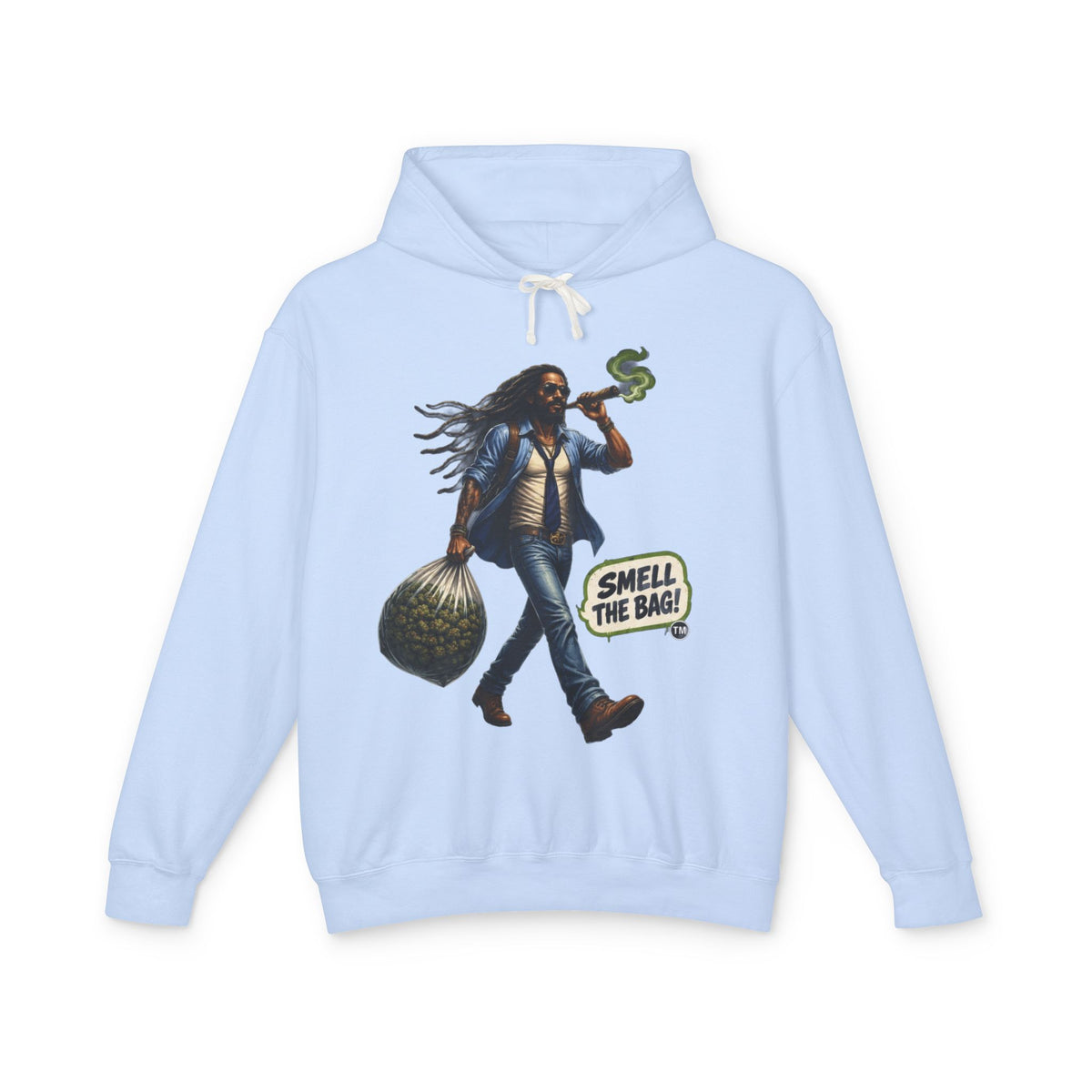 Smell The Bag Hoodie — Retro Dreadlocked Character Graphic Sweatshirt