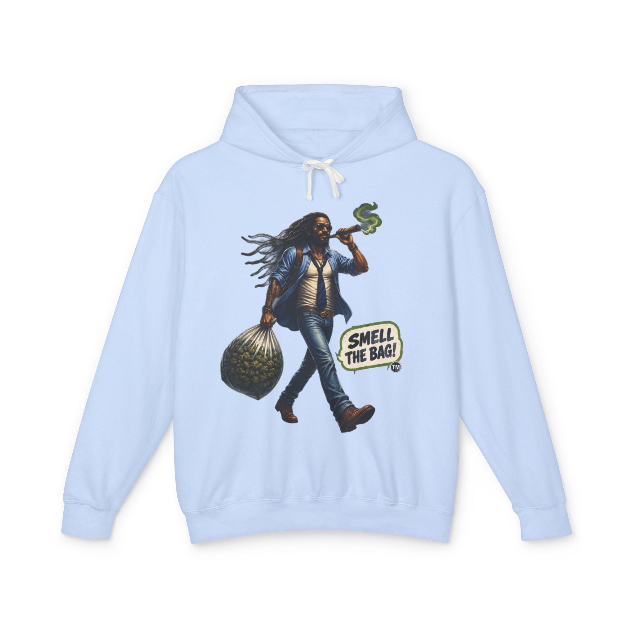 Smell The Bag Hoodie — Retro Dreadlocked Character Graphic Sweatshirt