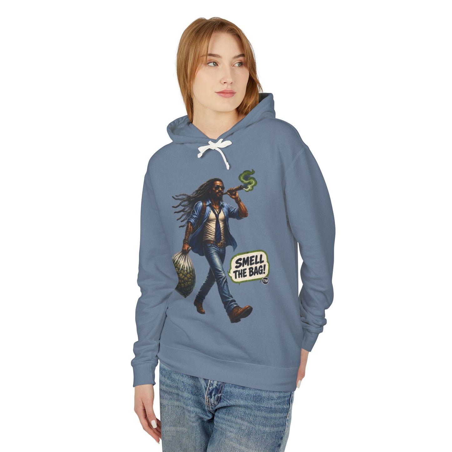 Smell The Bag Hoodie — Retro Dreadlocked Character Graphic Sweatshirt