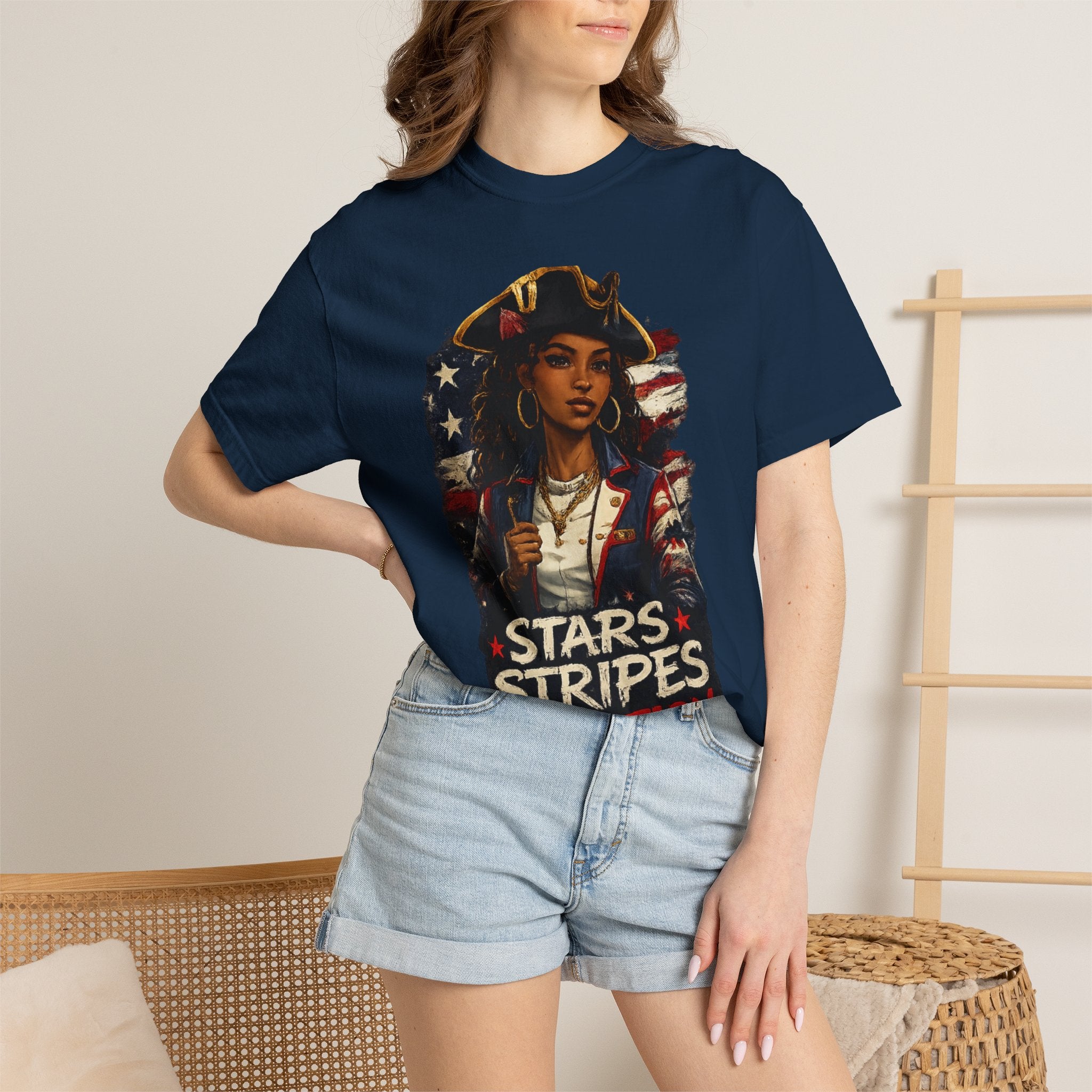 Stars, Stripes & Motion T-Shirt — Patriotic Revolutionary Graphic Tee