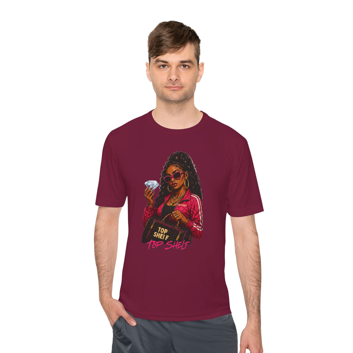 Top Shelf Woman Graphic Tee - Bold Retro Money Design