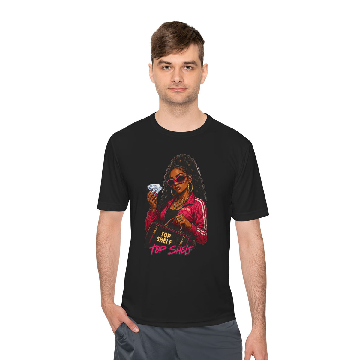 Top Shelf Woman Graphic Tee - Bold Retro Money Design