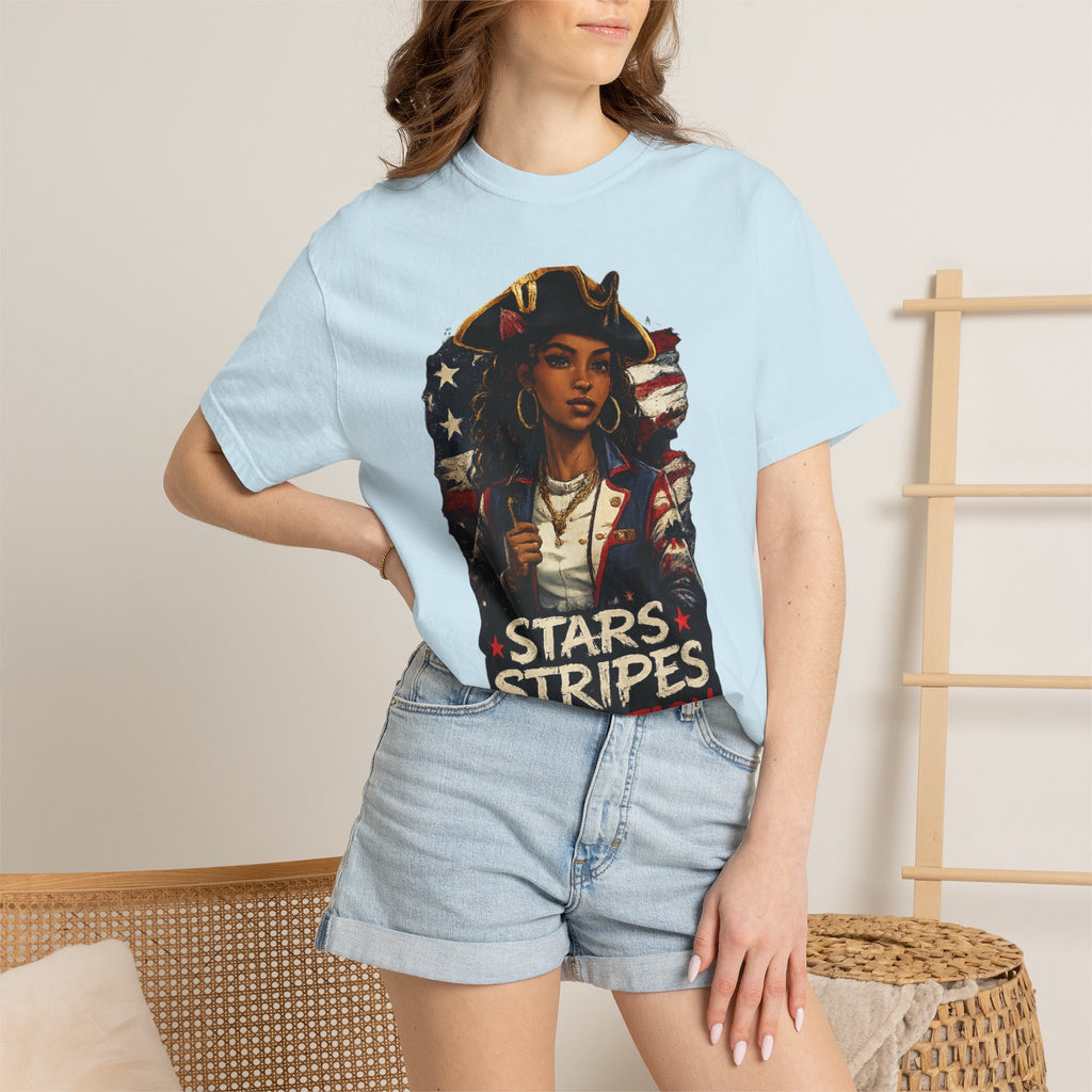 Stars, Stripes & Motion T-Shirt — Patriotic Revolutionary Graphic Tee