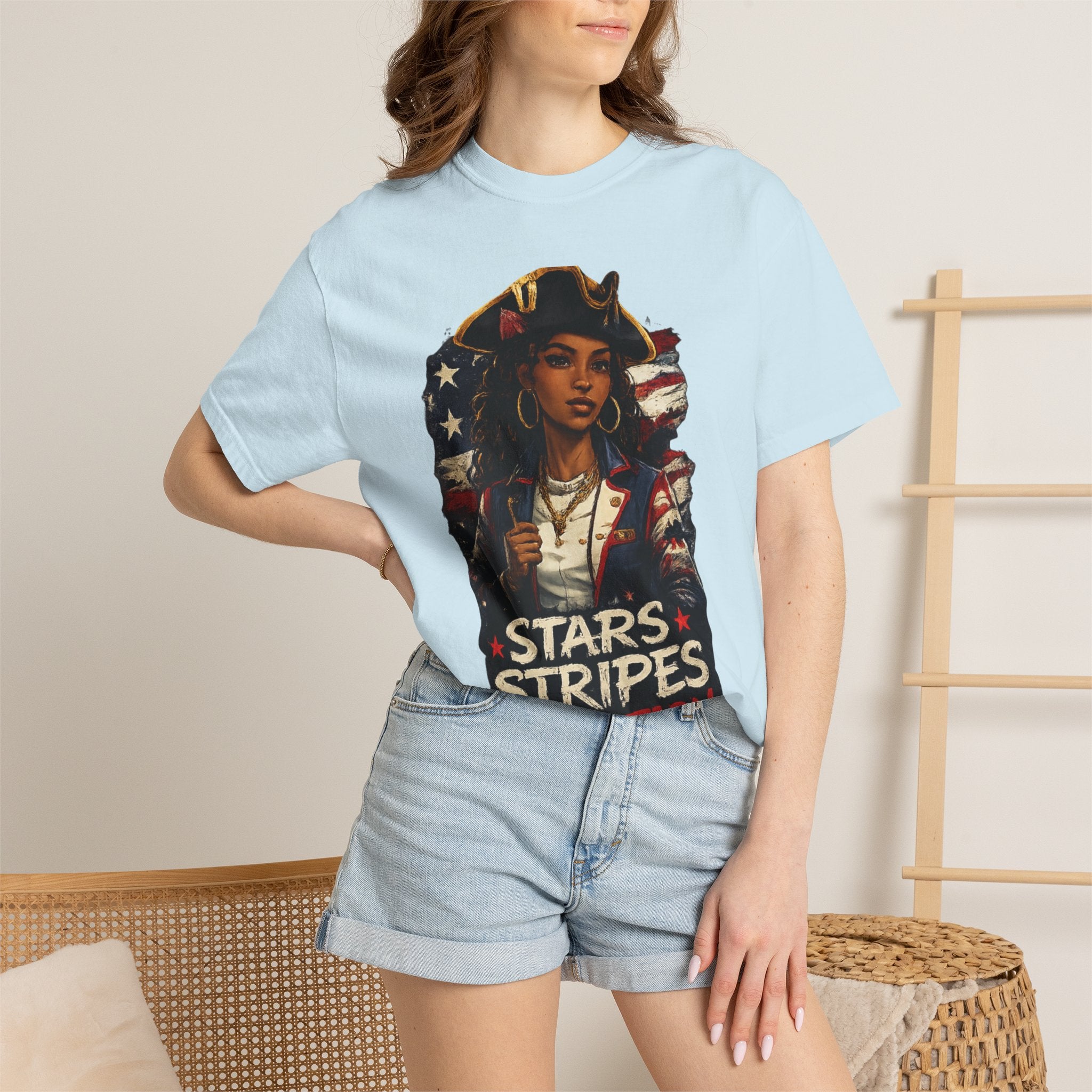 Stars, Stripes & Motion T-Shirt — Patriotic Revolutionary Graphic Tee