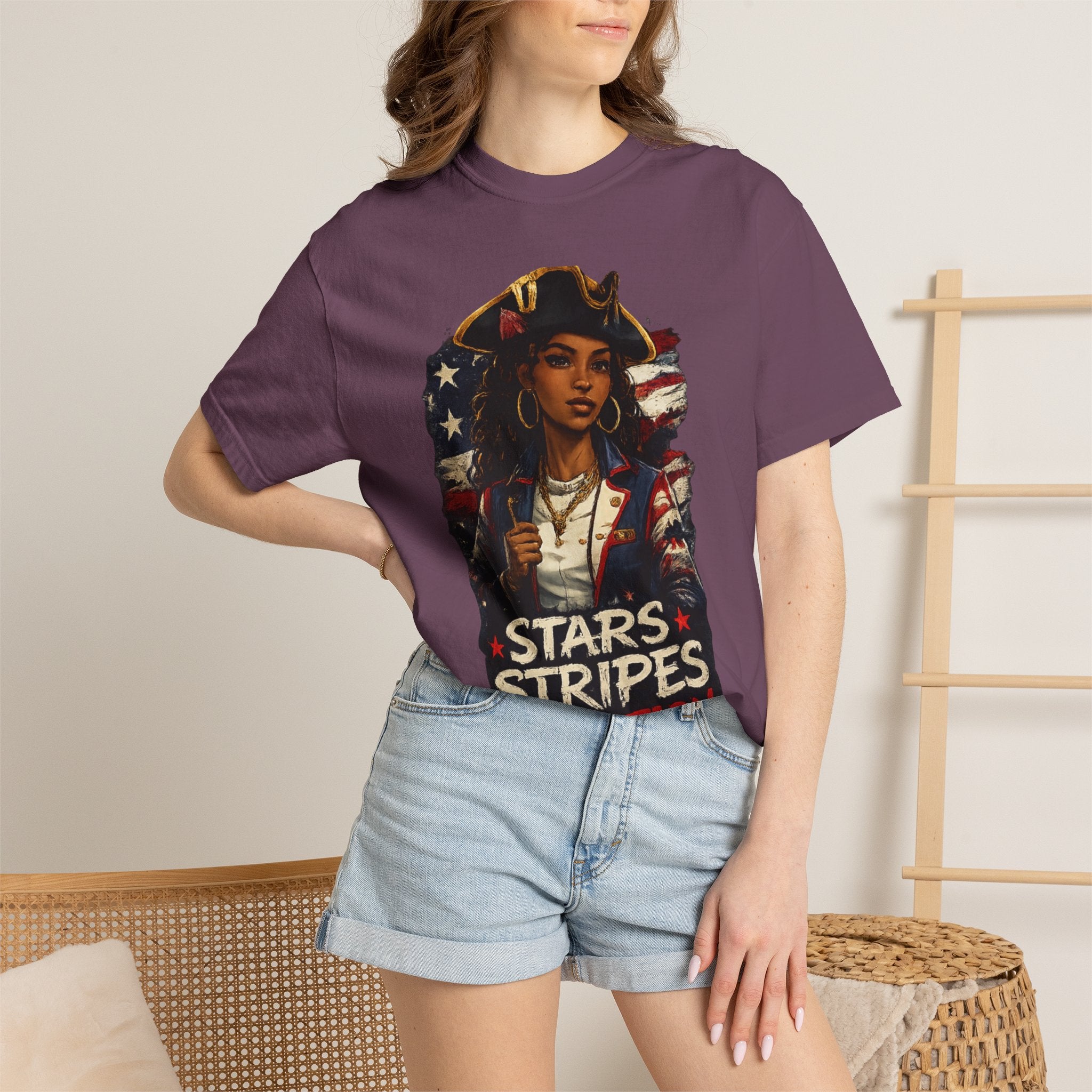 Stars, Stripes & Motion T-Shirt — Patriotic Revolutionary Graphic Tee