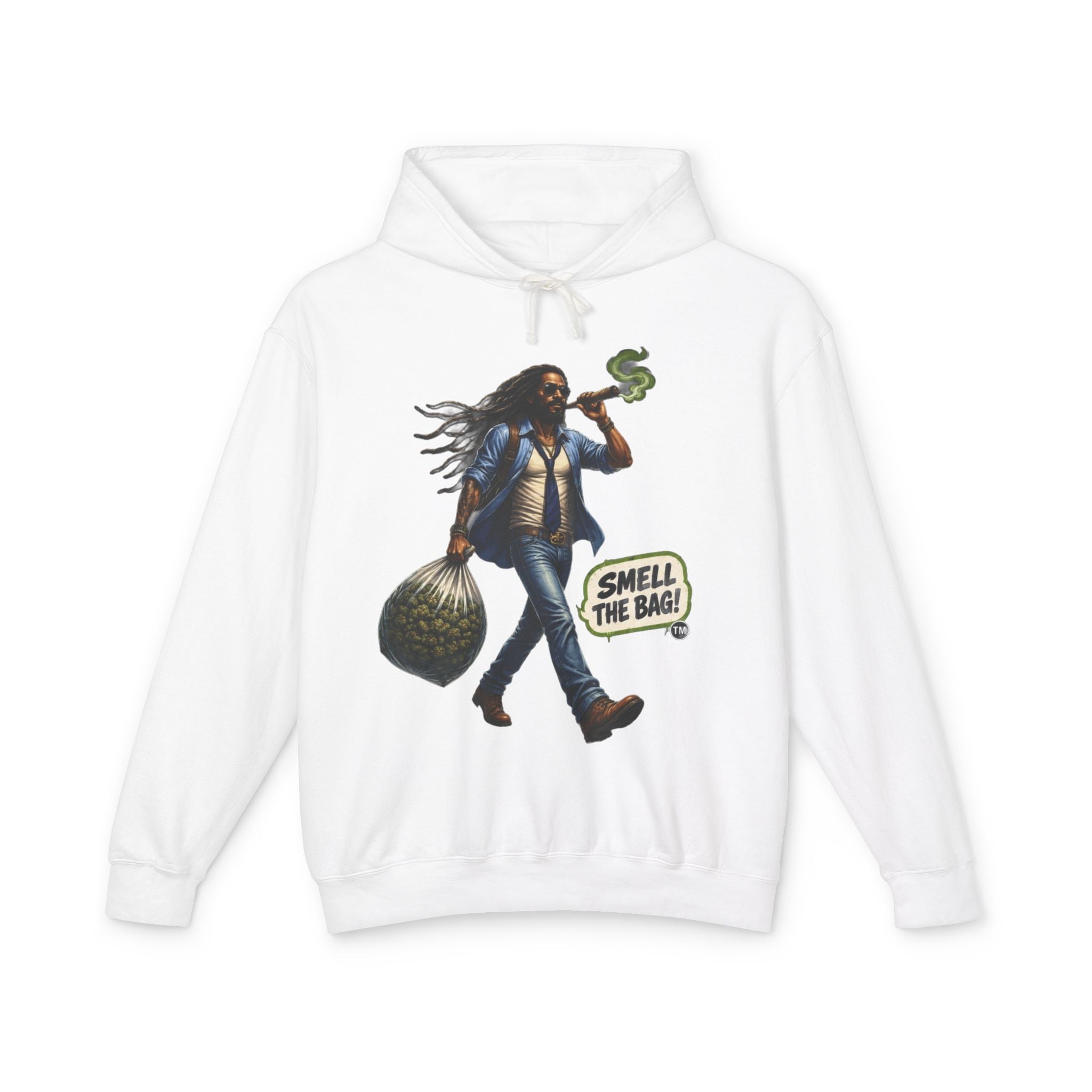 Smell The Bag Hoodie — Retro Dreadlocked Character Graphic Sweatshirt