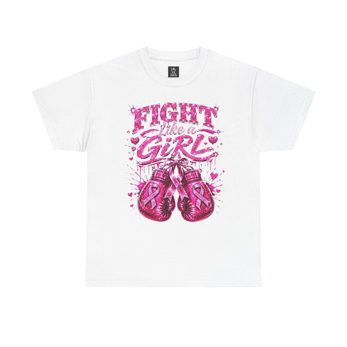 Fight Like a Girl Breast Cancer Awareness T-Shirt — Pink Boxing Gloves Design