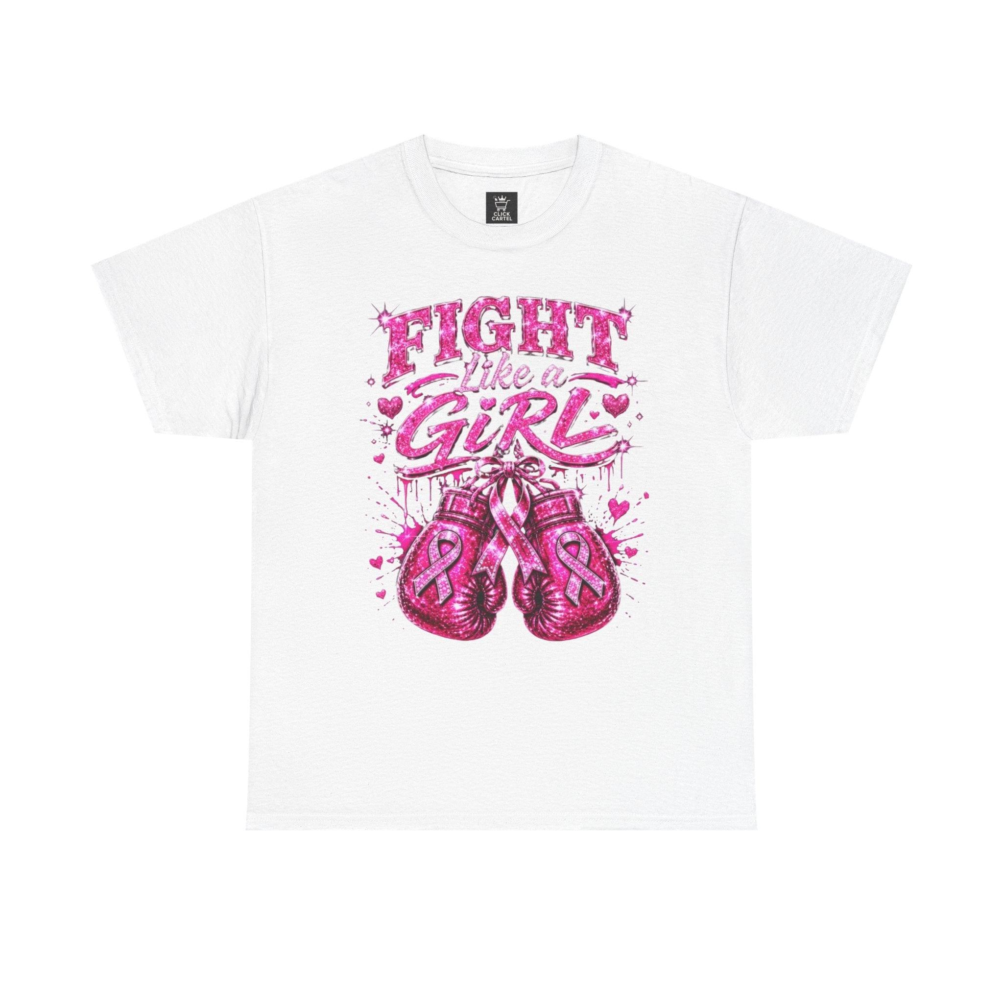 Fight Like a Girl Breast Cancer Awareness T-Shirt — Pink Boxing Gloves Design