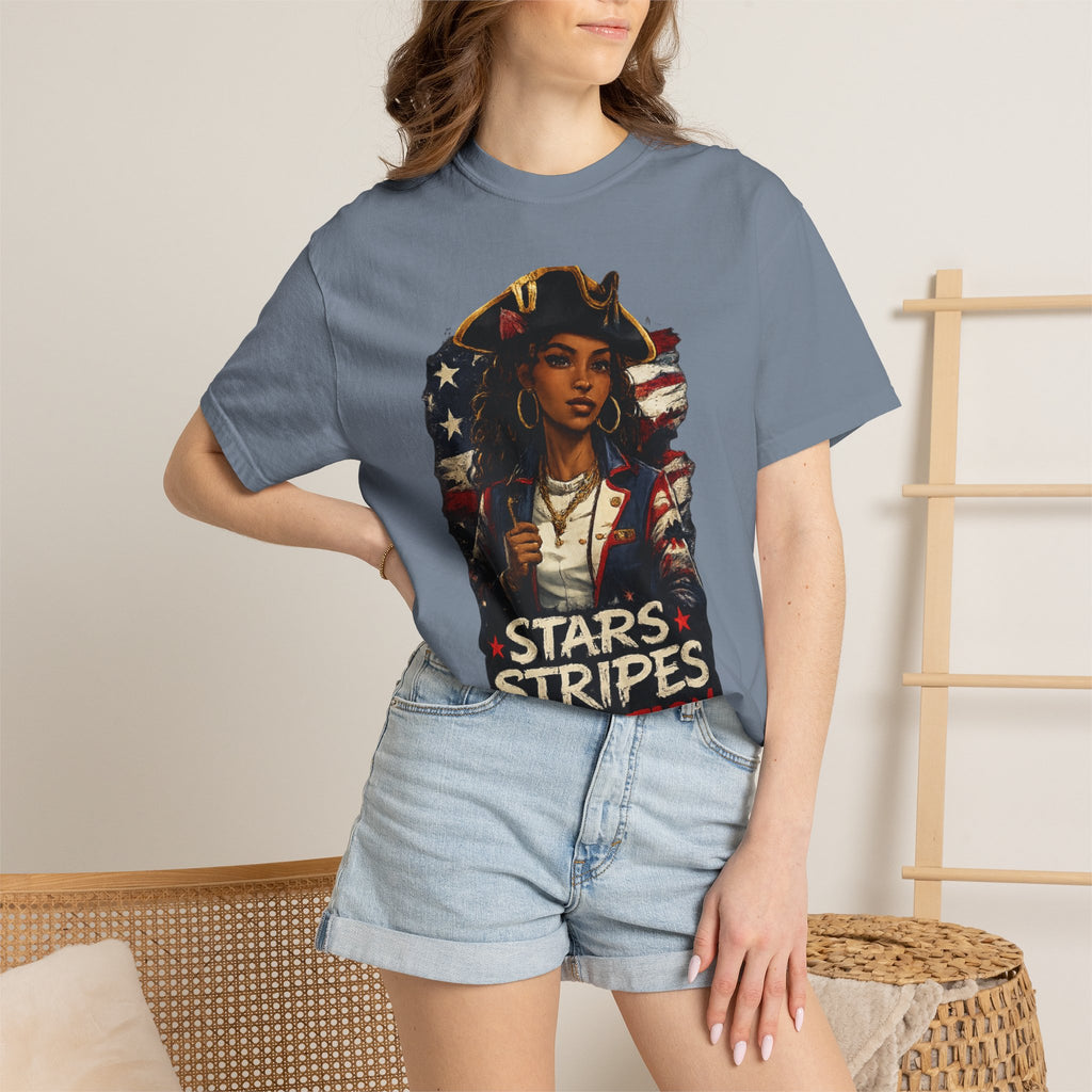 Stars, Stripes & Motion T-Shirt — Patriotic Revolutionary Graphic Tee
