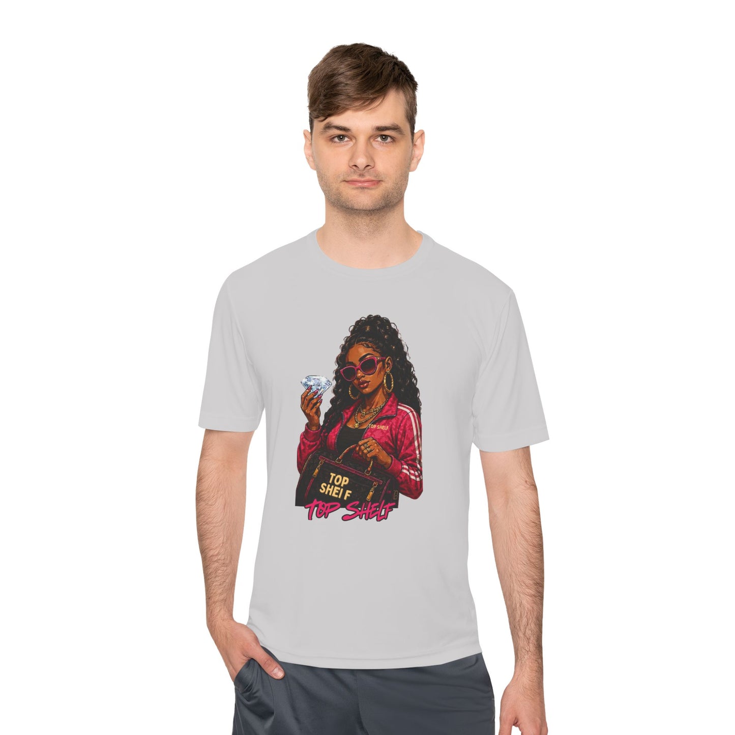 Top Shelf Woman Graphic Tee - Bold Retro Money Design
