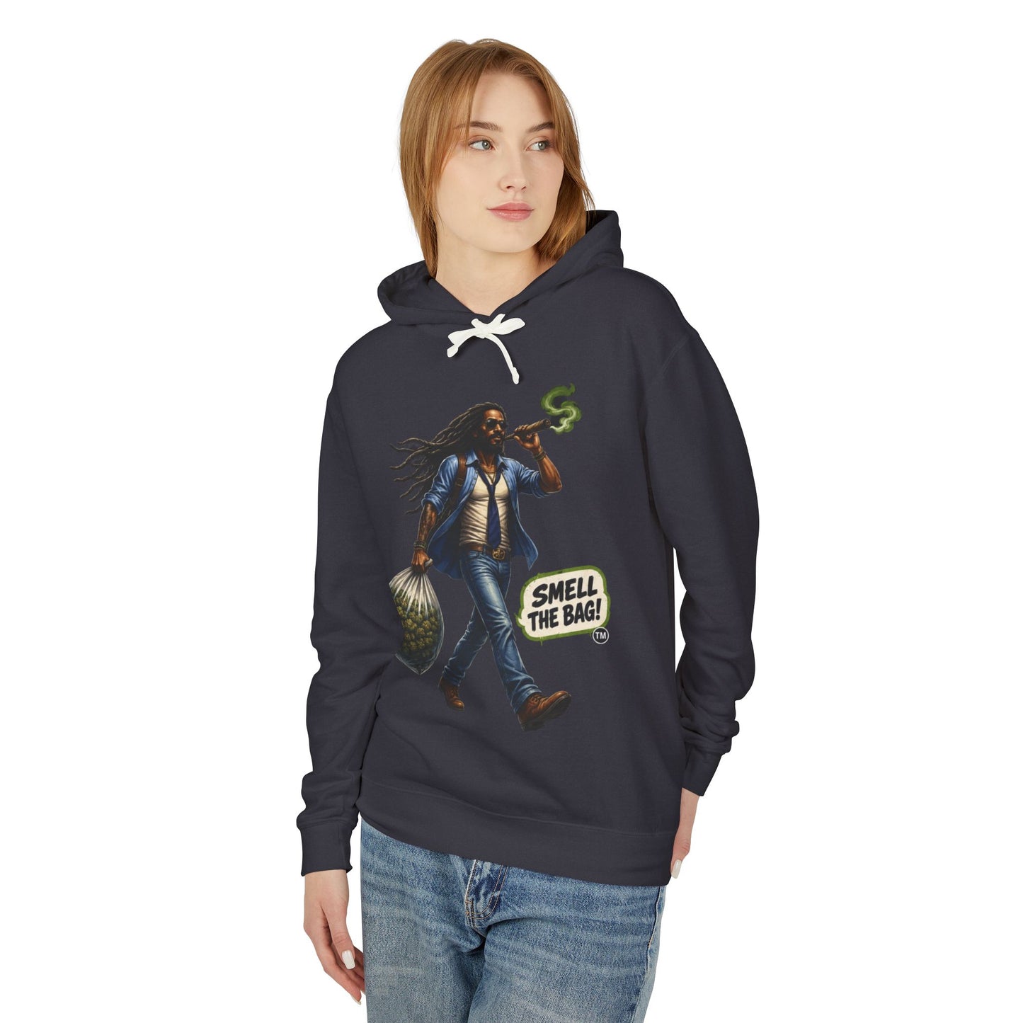 Smell The Bag Hoodie — Retro Dreadlocked Character Graphic Sweatshirt