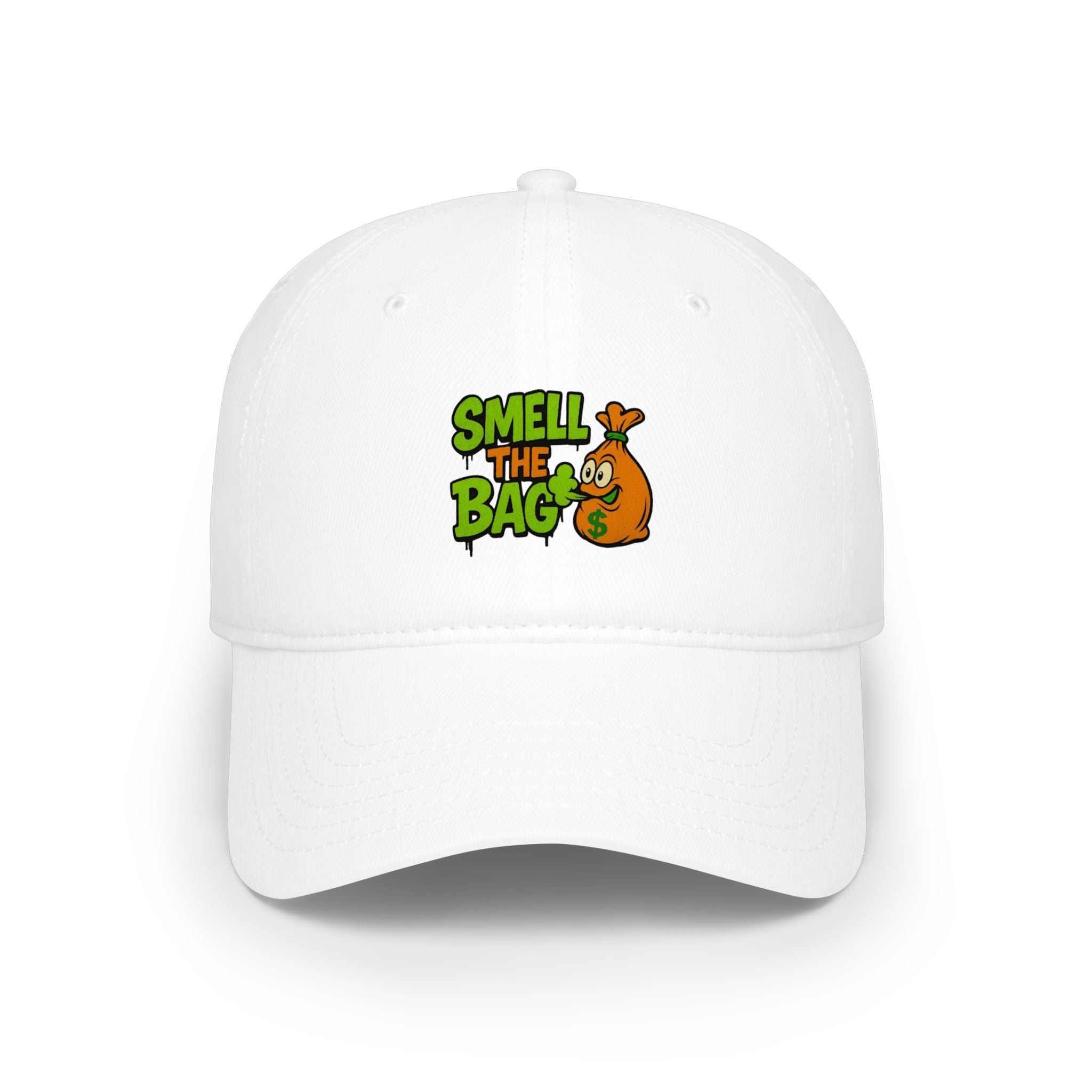 Smell The Bag Baseball Cap — Funny Retro Orange Graphic Hat