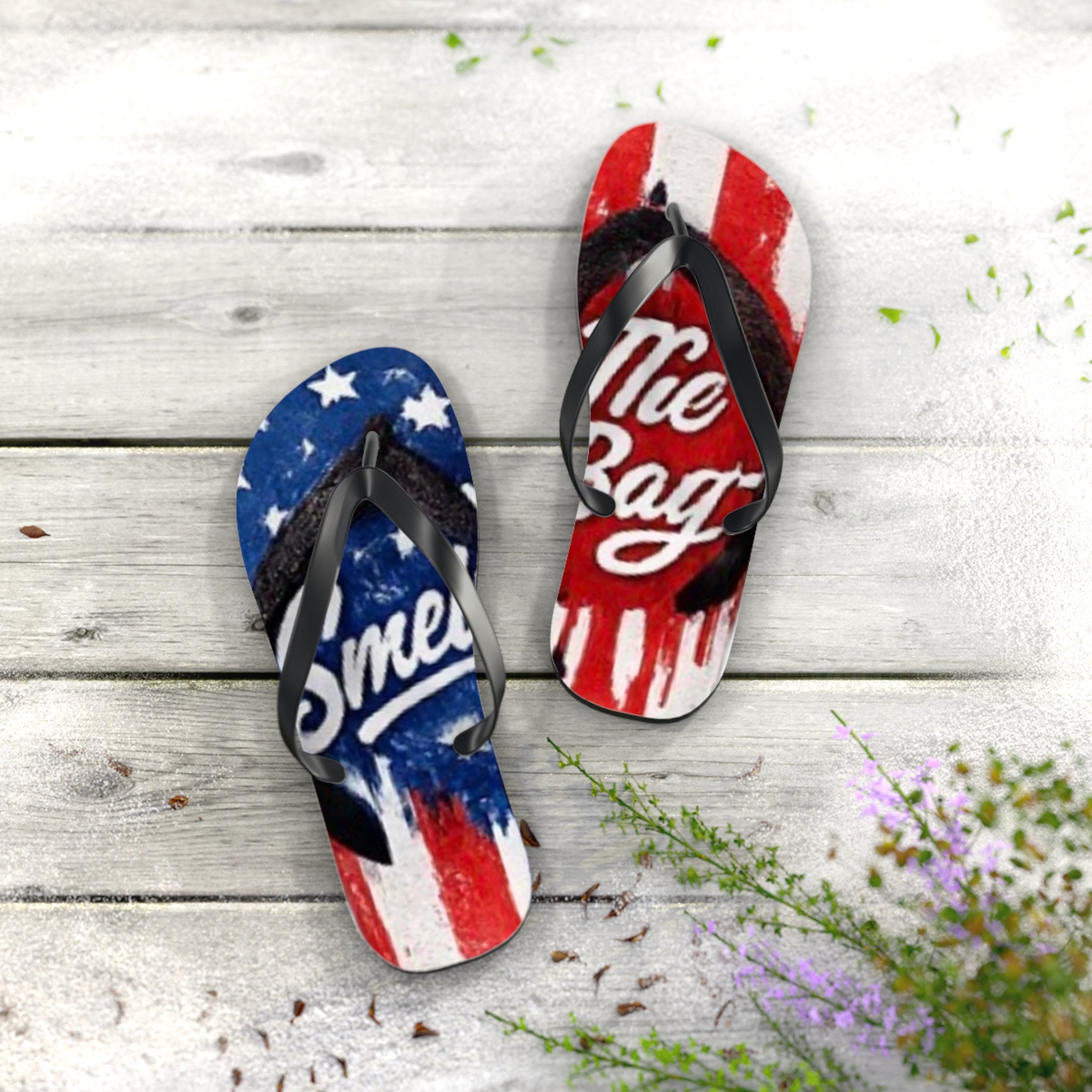 Patriotic “Smell The Rage” Flip Flops – USA Flag Summer Sandals