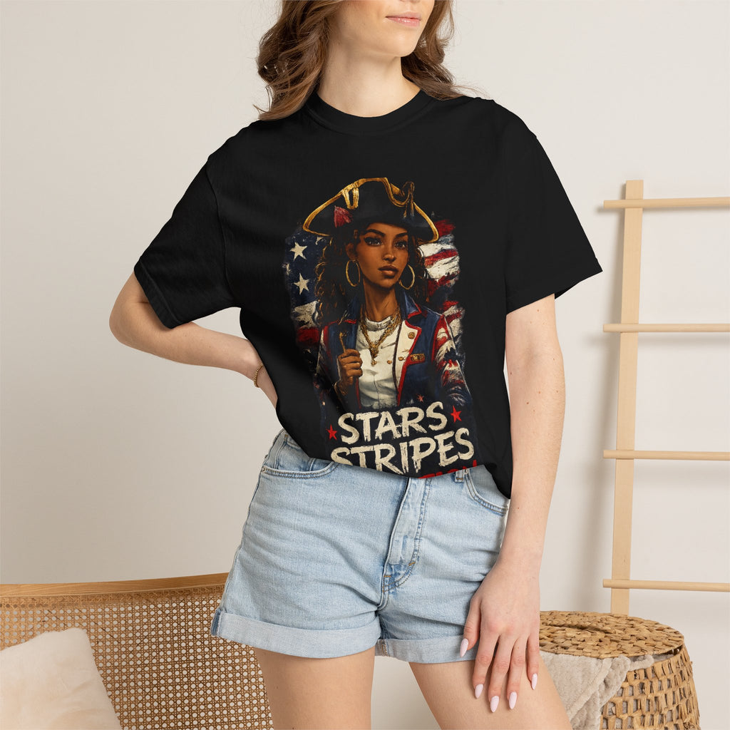 Stars, Stripes & Motion T-Shirt — Patriotic Revolutionary Graphic Tee
