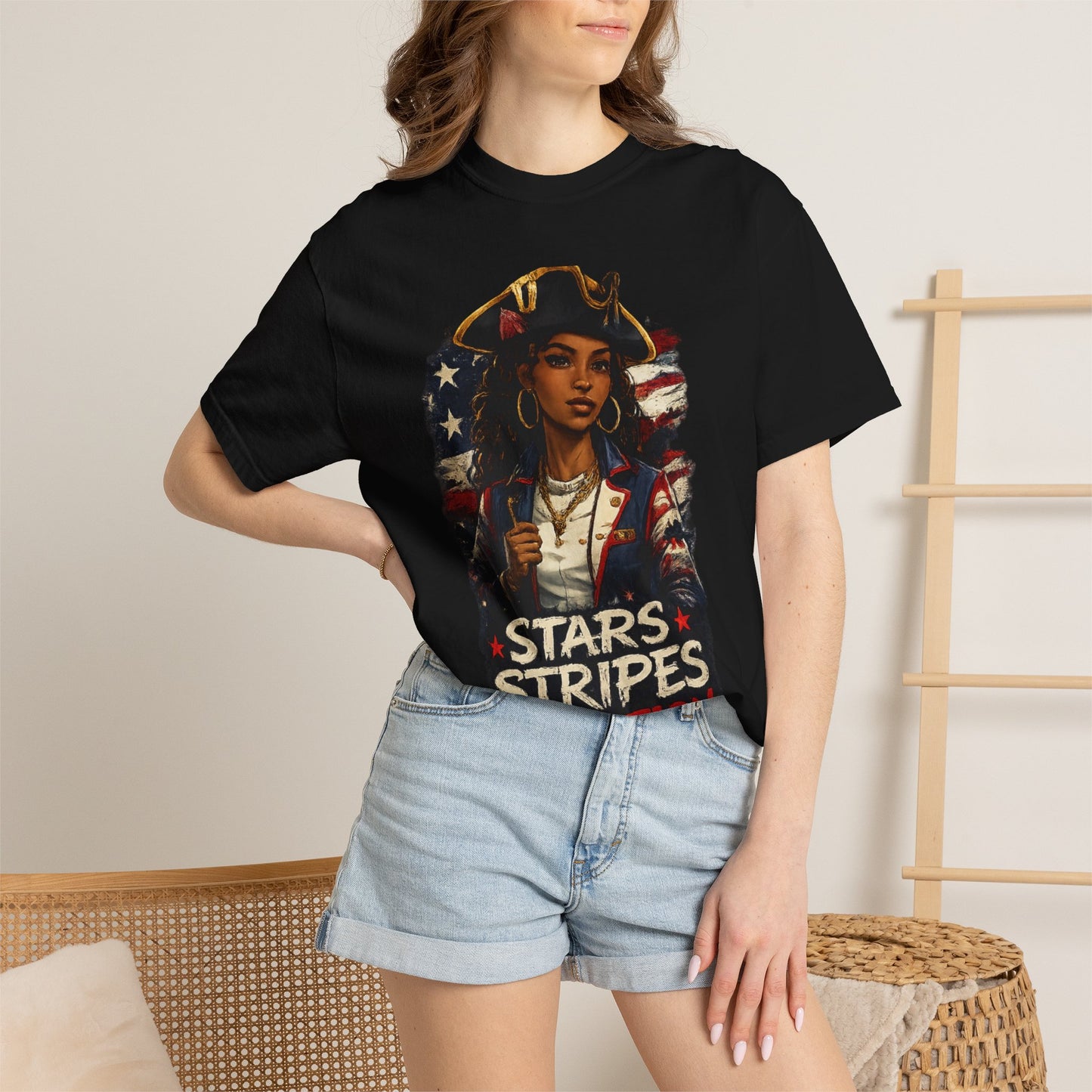 Stars, Stripes & Motion T-Shirt — Patriotic Revolutionary Graphic Tee