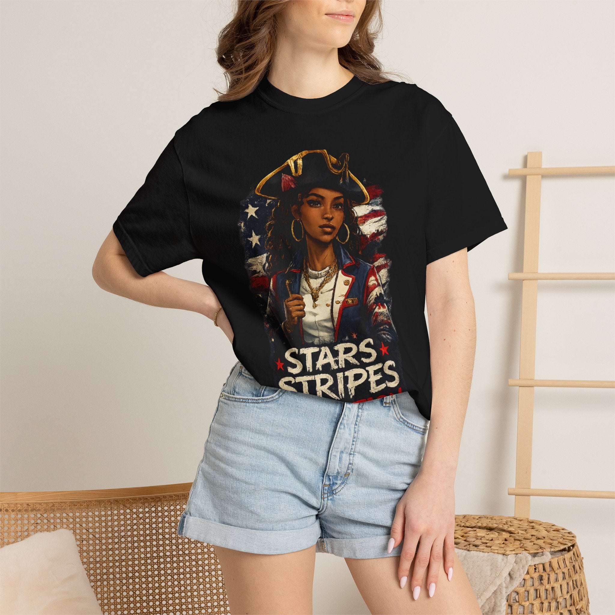 Stars, Stripes & Motion T-Shirt — Patriotic Revolutionary Graphic Tee