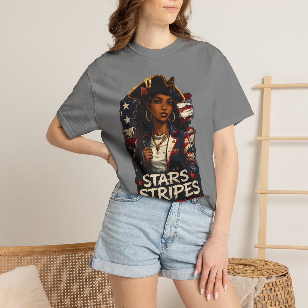 Stars, Stripes & Motion T-Shirt — Patriotic Revolutionary Graphic Tee