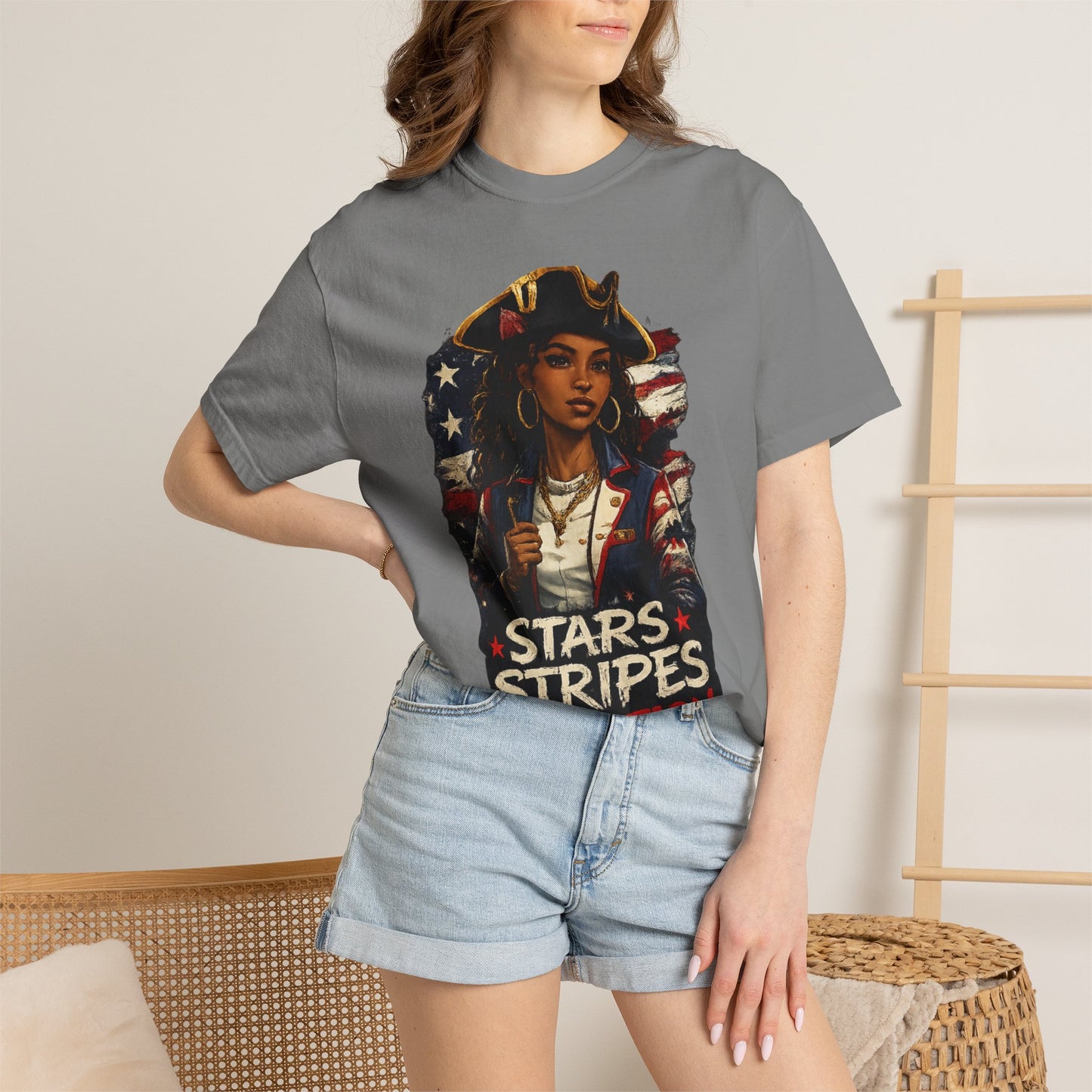 Stars, Stripes & Motion T-Shirt — Patriotic Revolutionary Graphic Tee