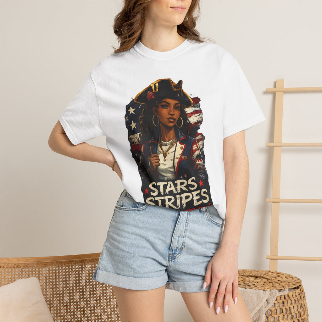 Stars, Stripes & Motion T-Shirt — Patriotic Revolutionary Graphic Tee