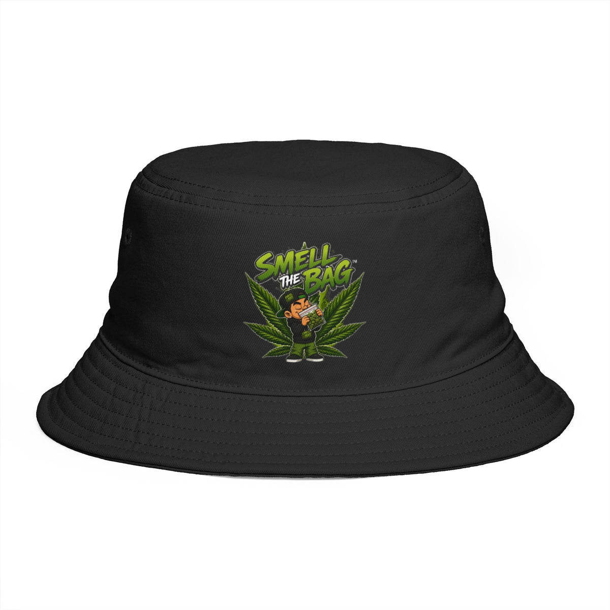 Smell the Bag| Bucket Cannabis Funny Toon Leaf Hat