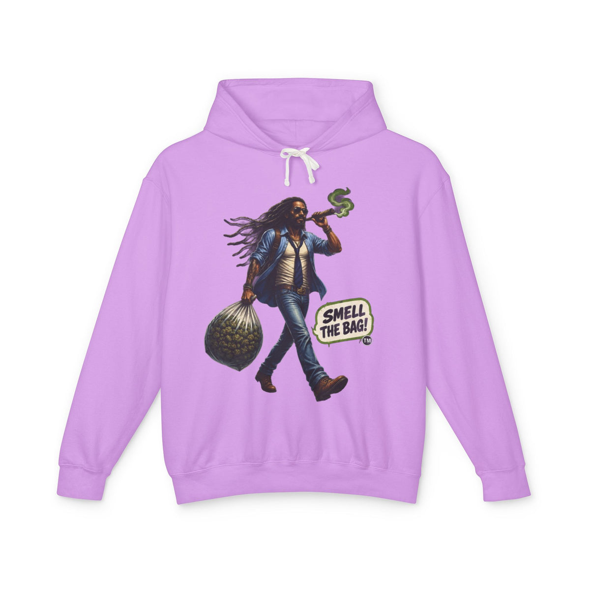 Smell The Bag Hoodie — Retro Dreadlocked Character Graphic Sweatshirt