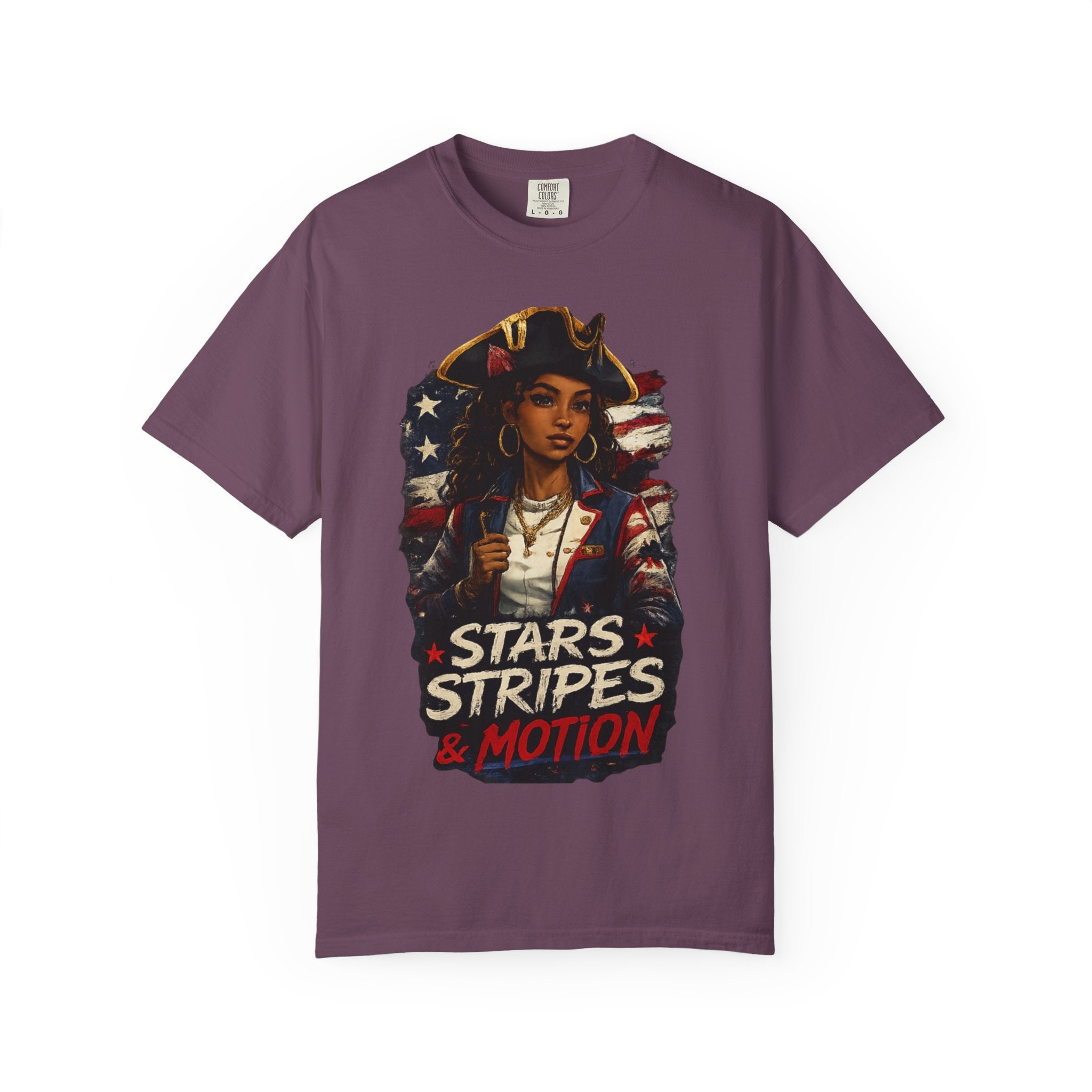Stars, Stripes & Motion T-Shirt — Patriotic Revolutionary Graphic Tee