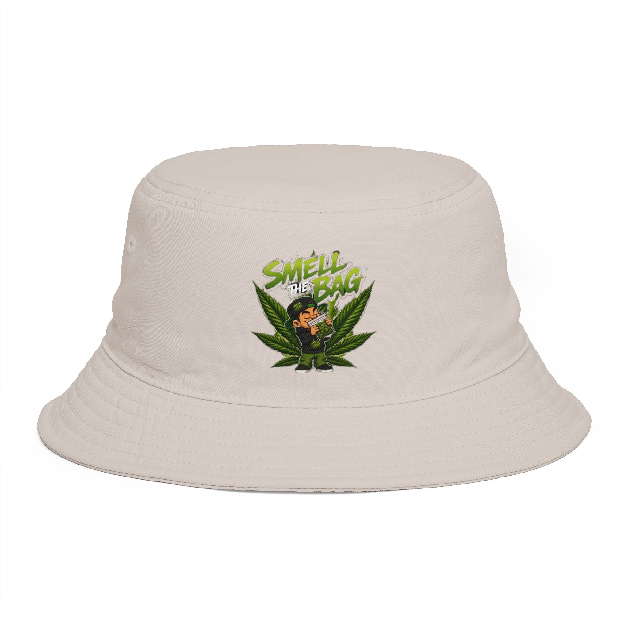 Smell the Bag Bucket Hat — Retro Cannabis Leaf Graphic Hat