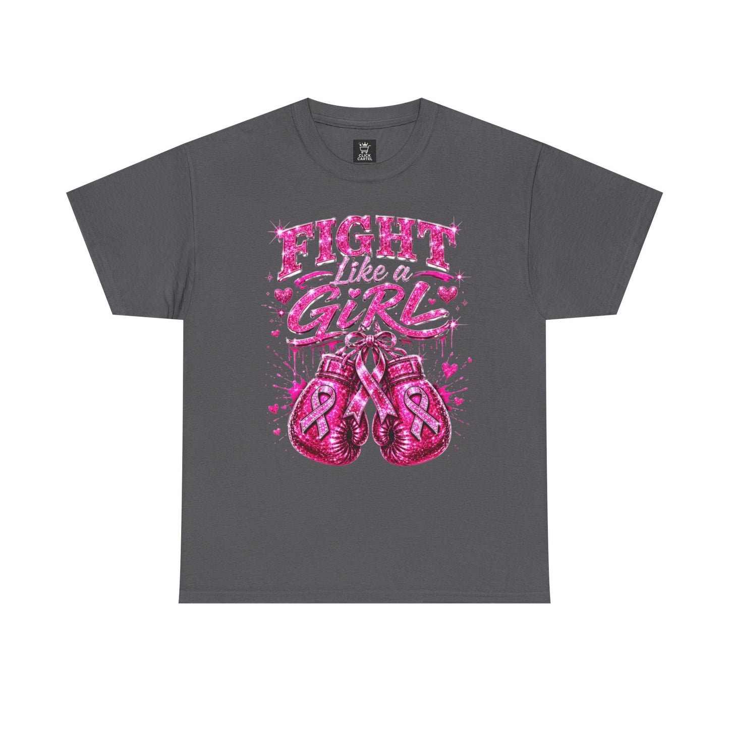 Fight Like a Girl Breast Cancer Awareness T-Shirt — Pink Boxing Gloves Design