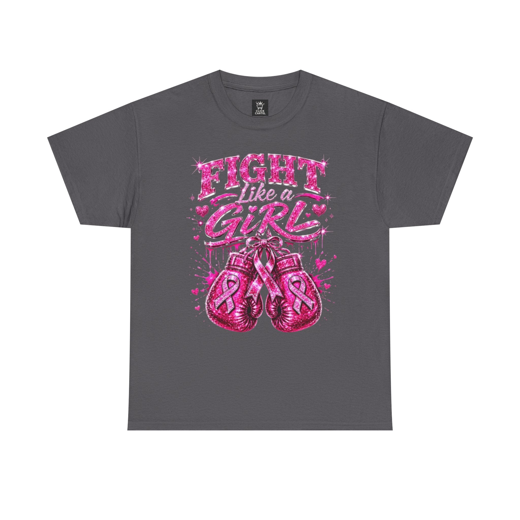 Fight Like a Girl Breast Cancer Awareness T-Shirt — Pink Boxing Gloves Design