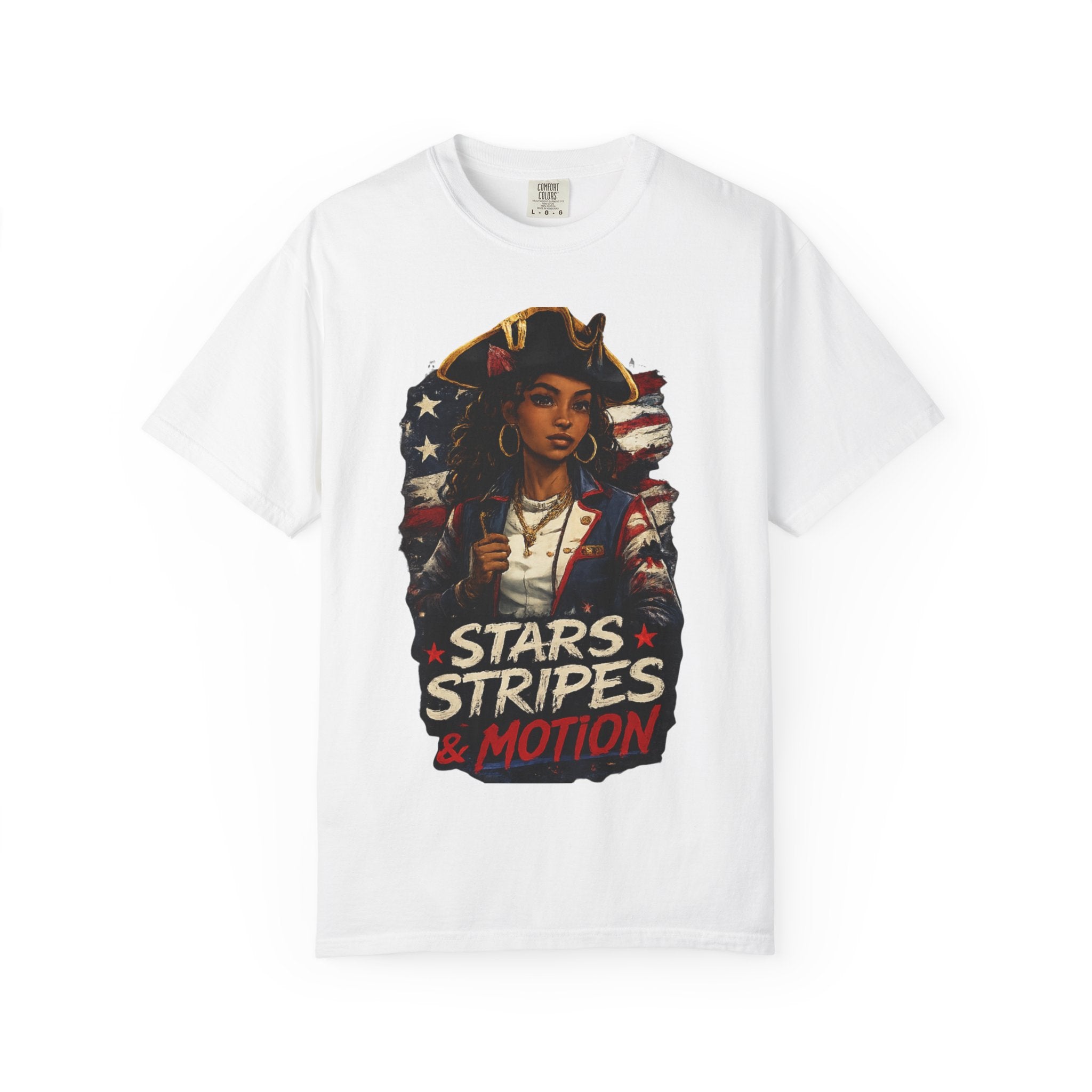 Stars, Stripes & Motion T-Shirt — Patriotic Revolutionary Graphic Tee