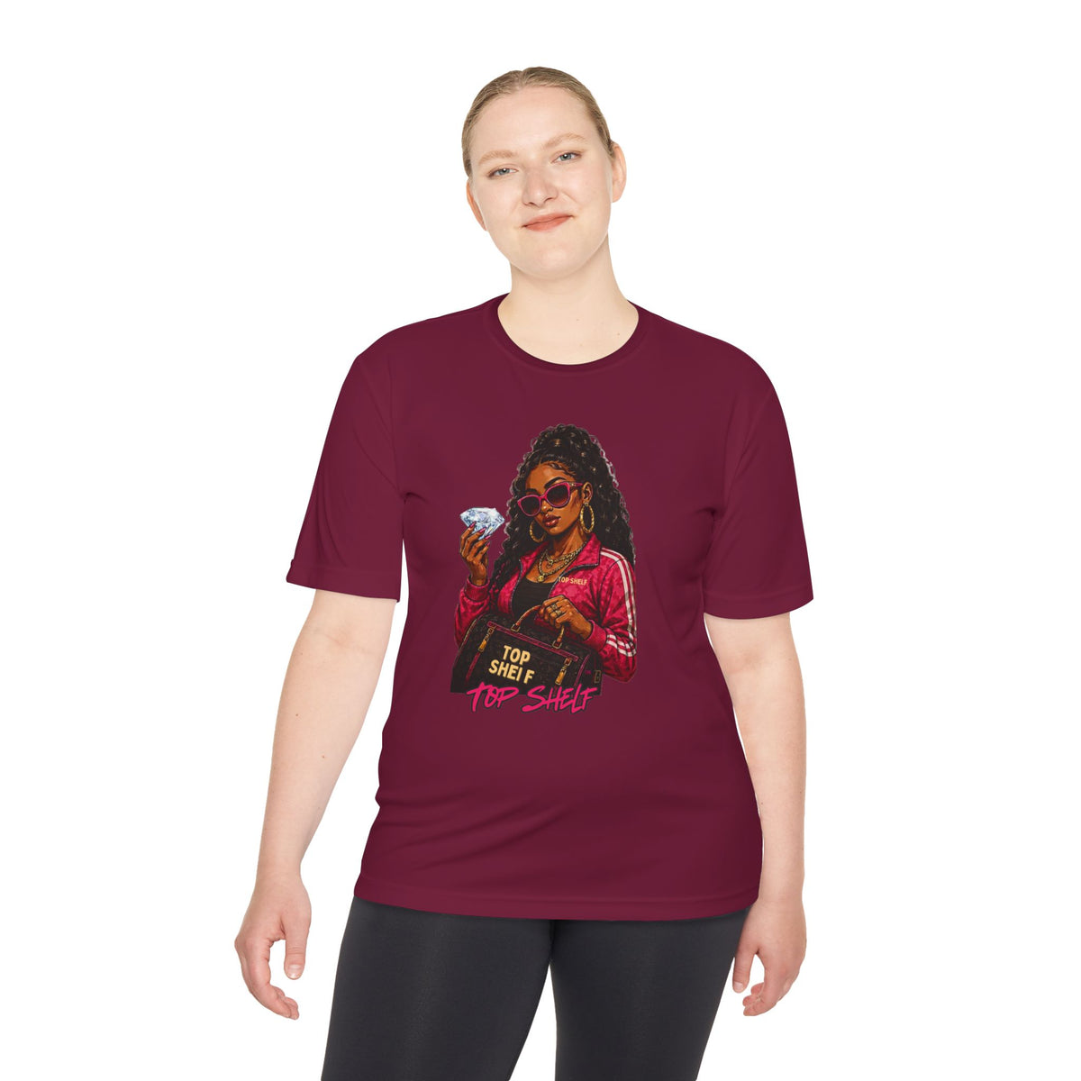 Top Shelf Woman Graphic Tee - Bold Retro Money Design