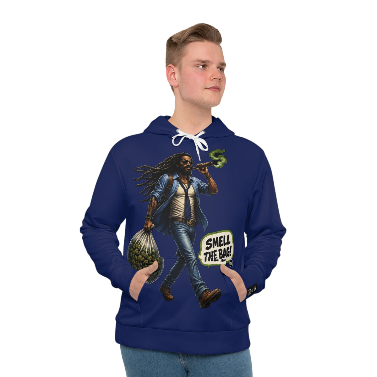 Hoodie - 'Smell The Bag' Rasta Dreadlocks Streetwear Hoodie