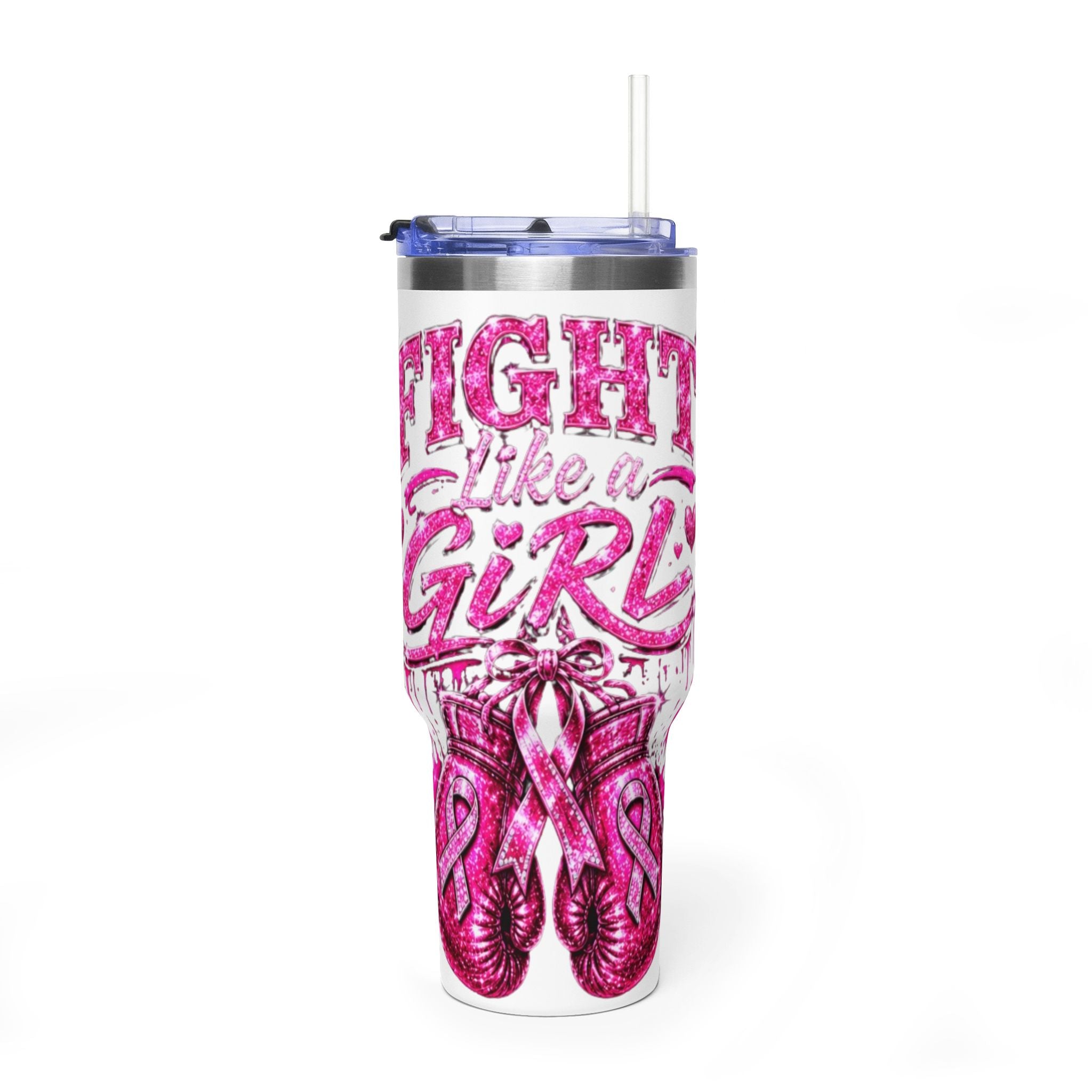 40oz Tumbler - "Fight Like a Girl" Breast Cancer Awareness Thermal Cup