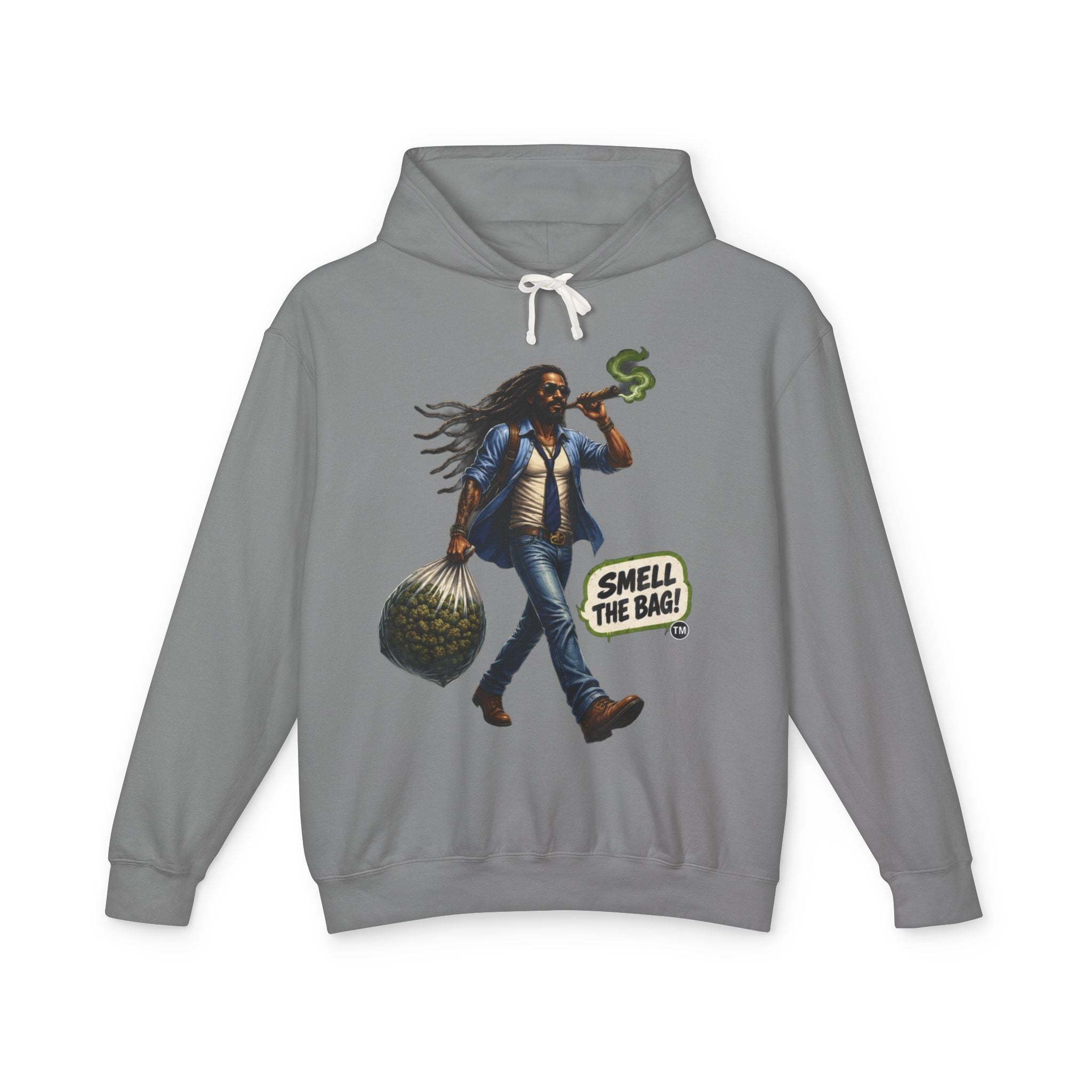 Smell The Bag Hoodie — Retro Dreadlocked Character Graphic Sweatshirt