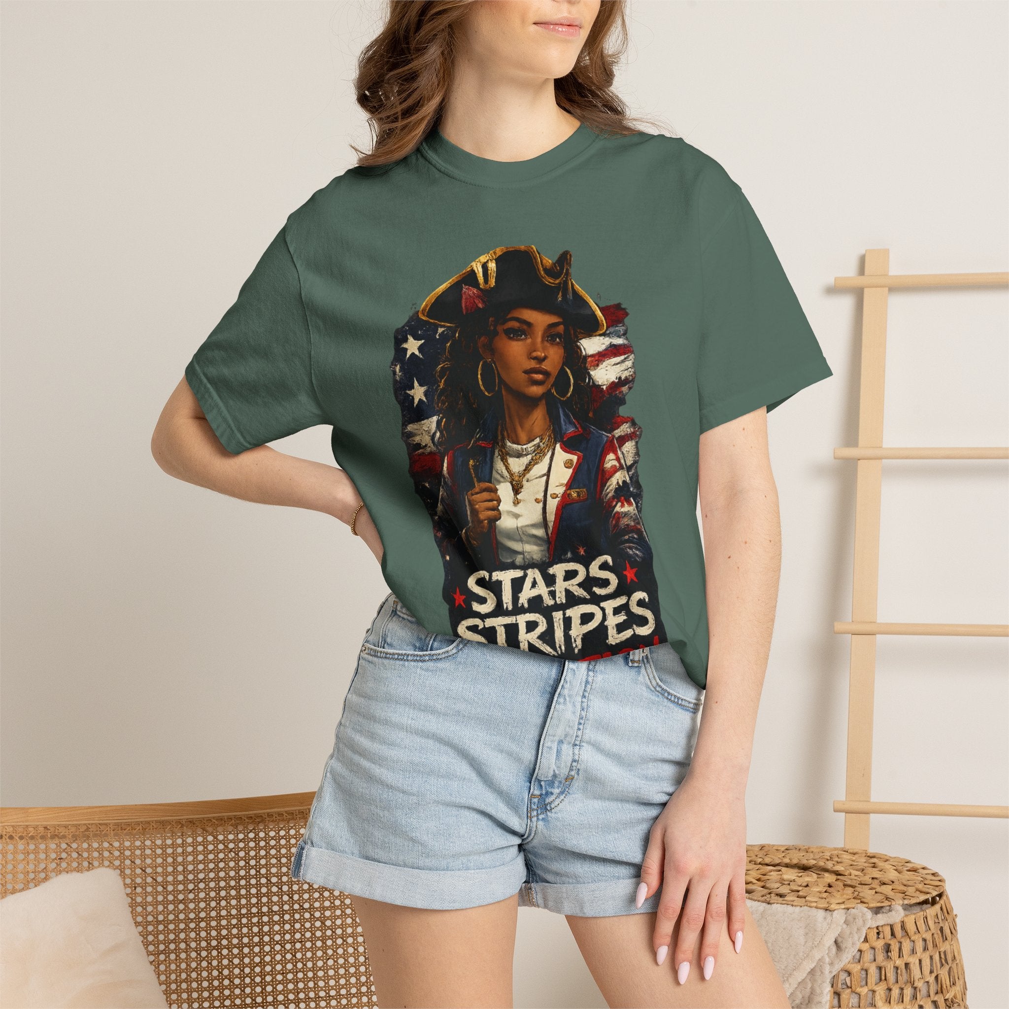 Stars, Stripes & Motion T-Shirt — Patriotic Revolutionary Graphic Tee