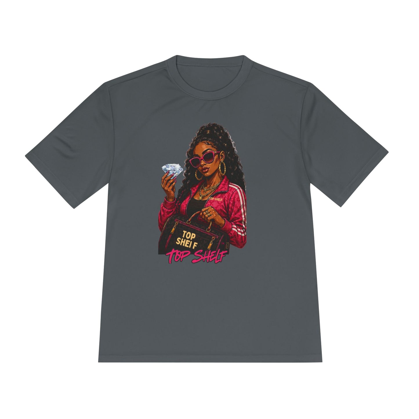 Top Shelf Woman Graphic Tee - Bold Retro Money Design