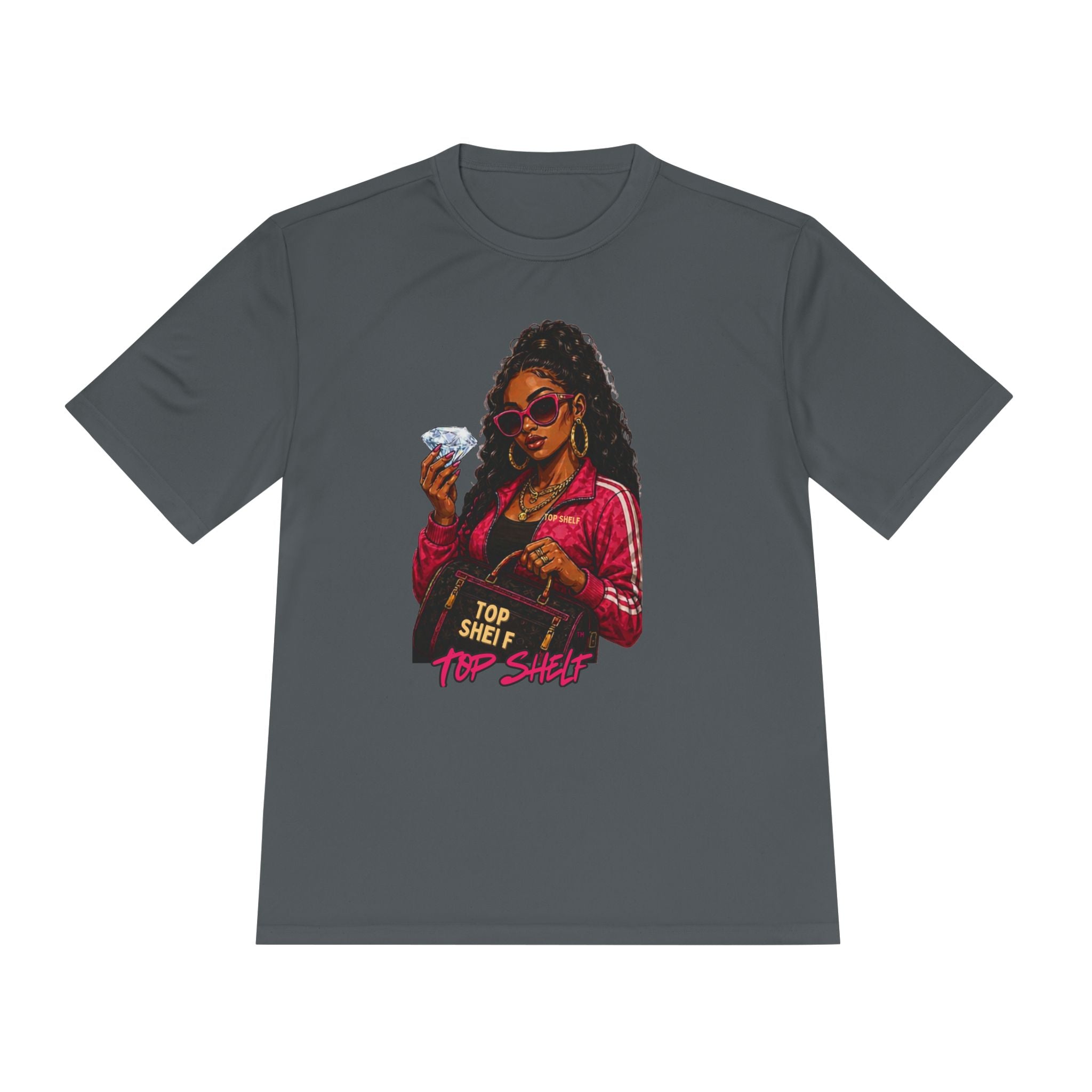 Top Shelf Woman Graphic Tee - Bold Retro Money Design