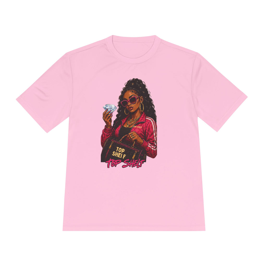 Top Shelf Woman Graphic Tee - Bold Retro Money Design