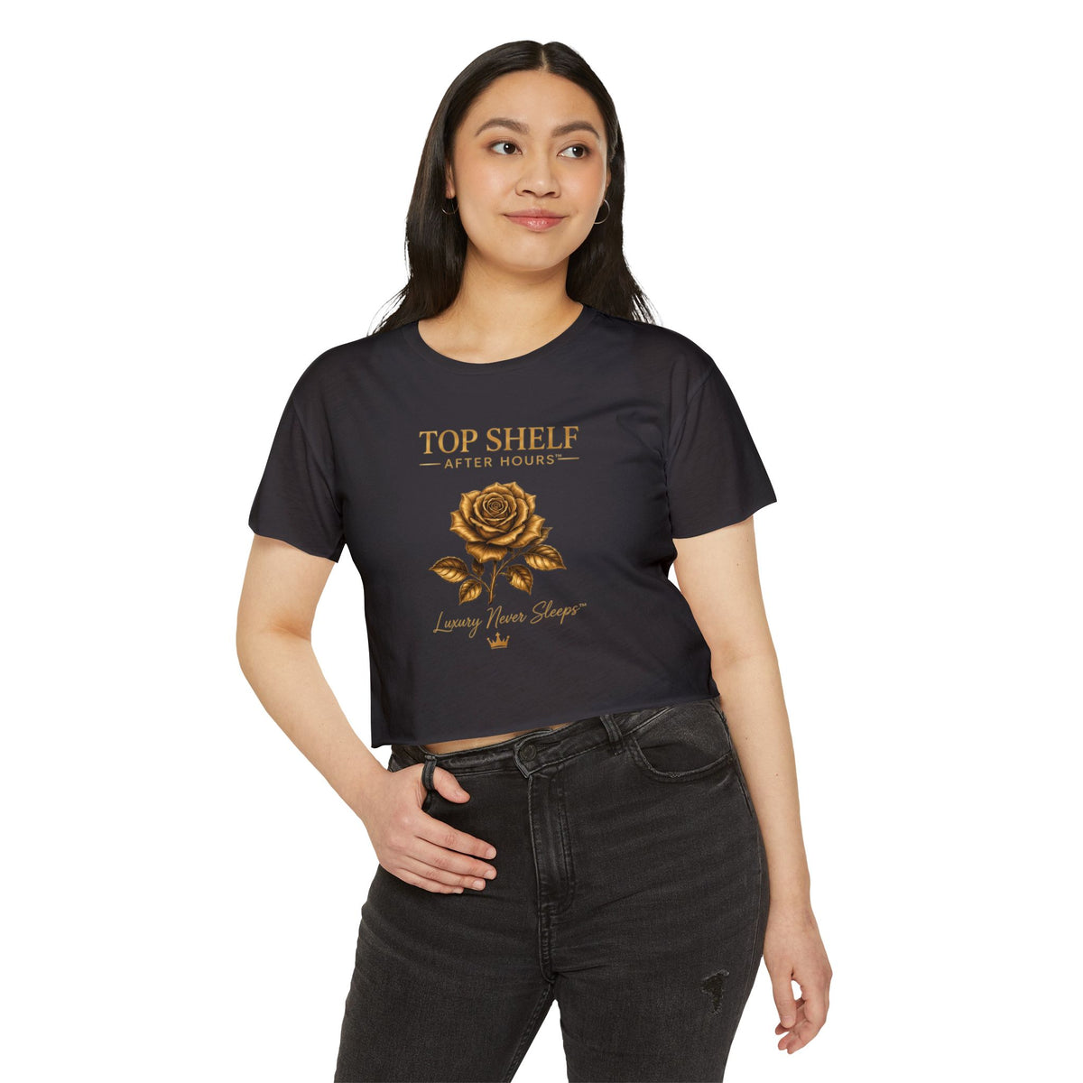 Top Shelf After Hours Rose Crop Top — Women’s Festival Graphic Tee