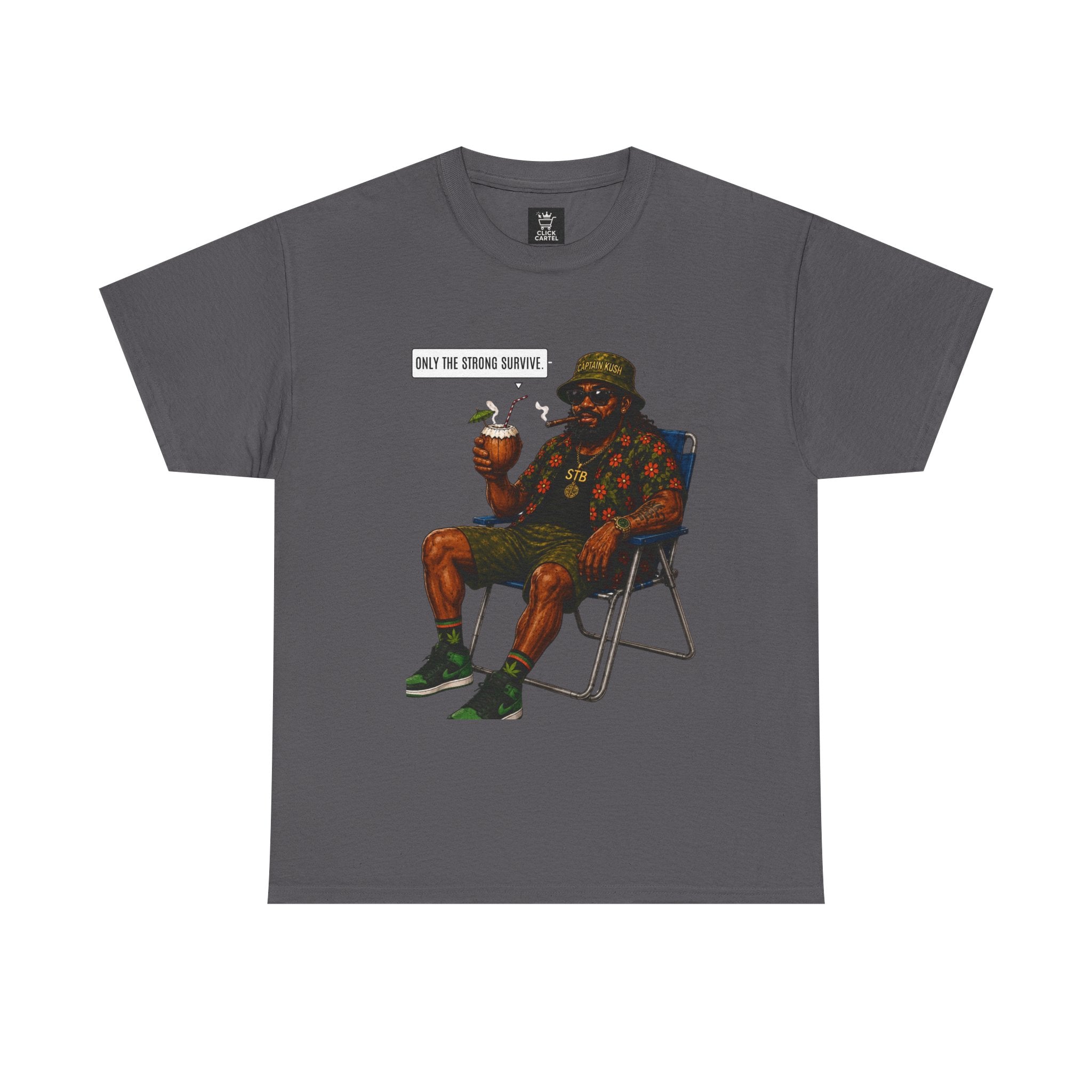 T-Shirt — 'Only the Strong Survive' Beach Chair Retro Graphic Tee